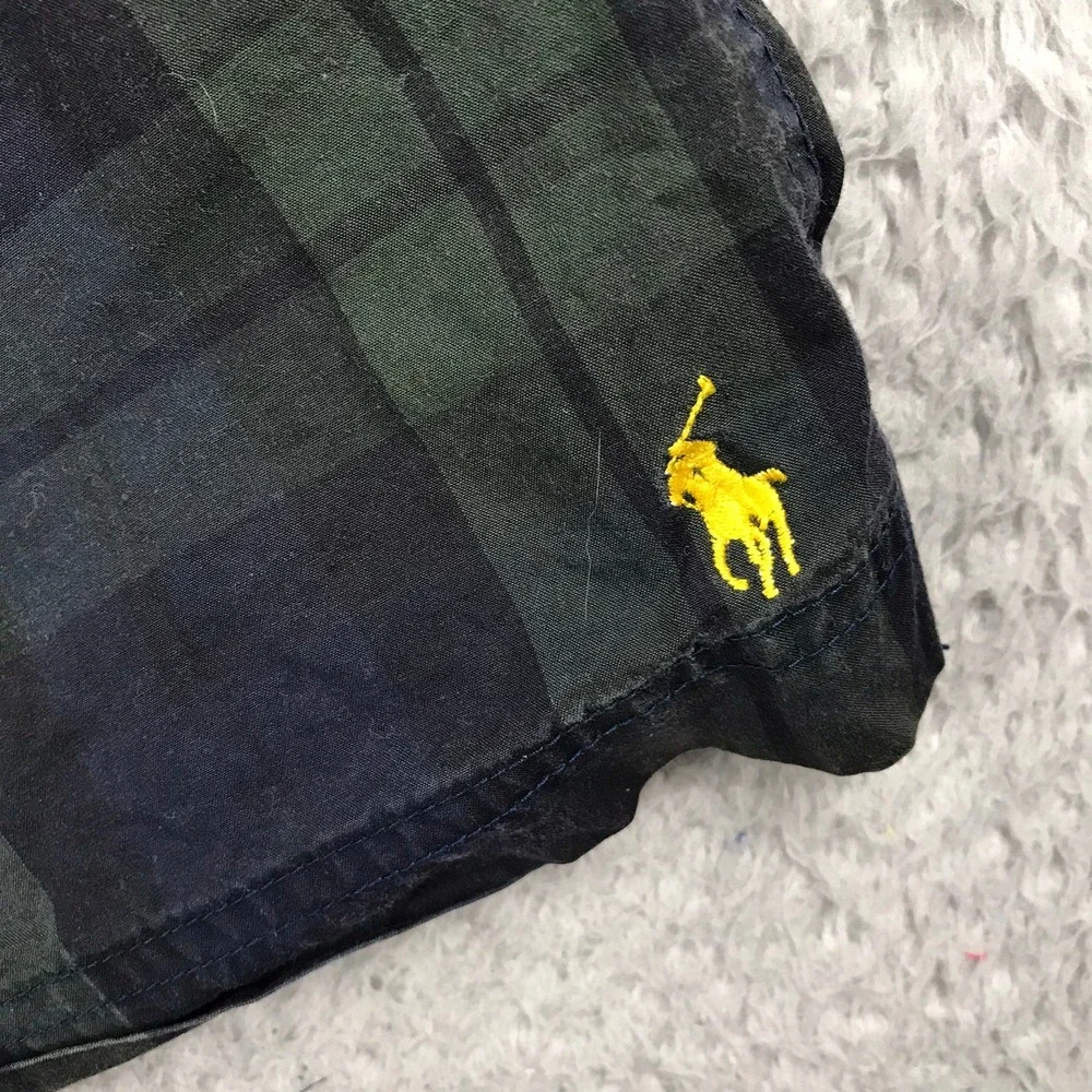 Polo Sport Ralph Lauren Swim‎ Trunks Mens L Plaid Black Watch Mesh Lined Short